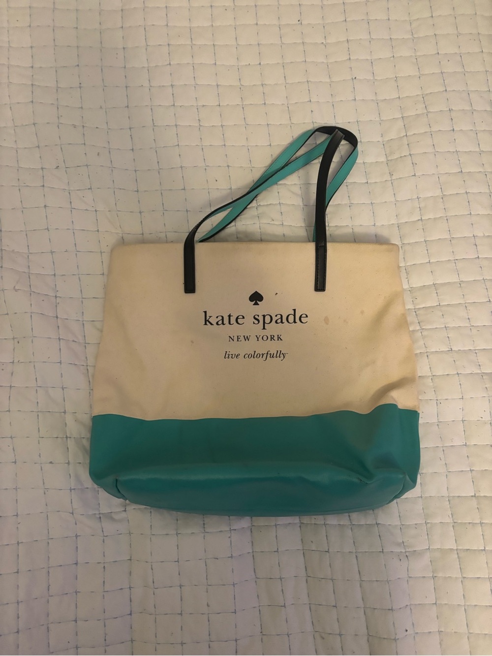 kate spade Two-Tone Cream and Turquoise Tote